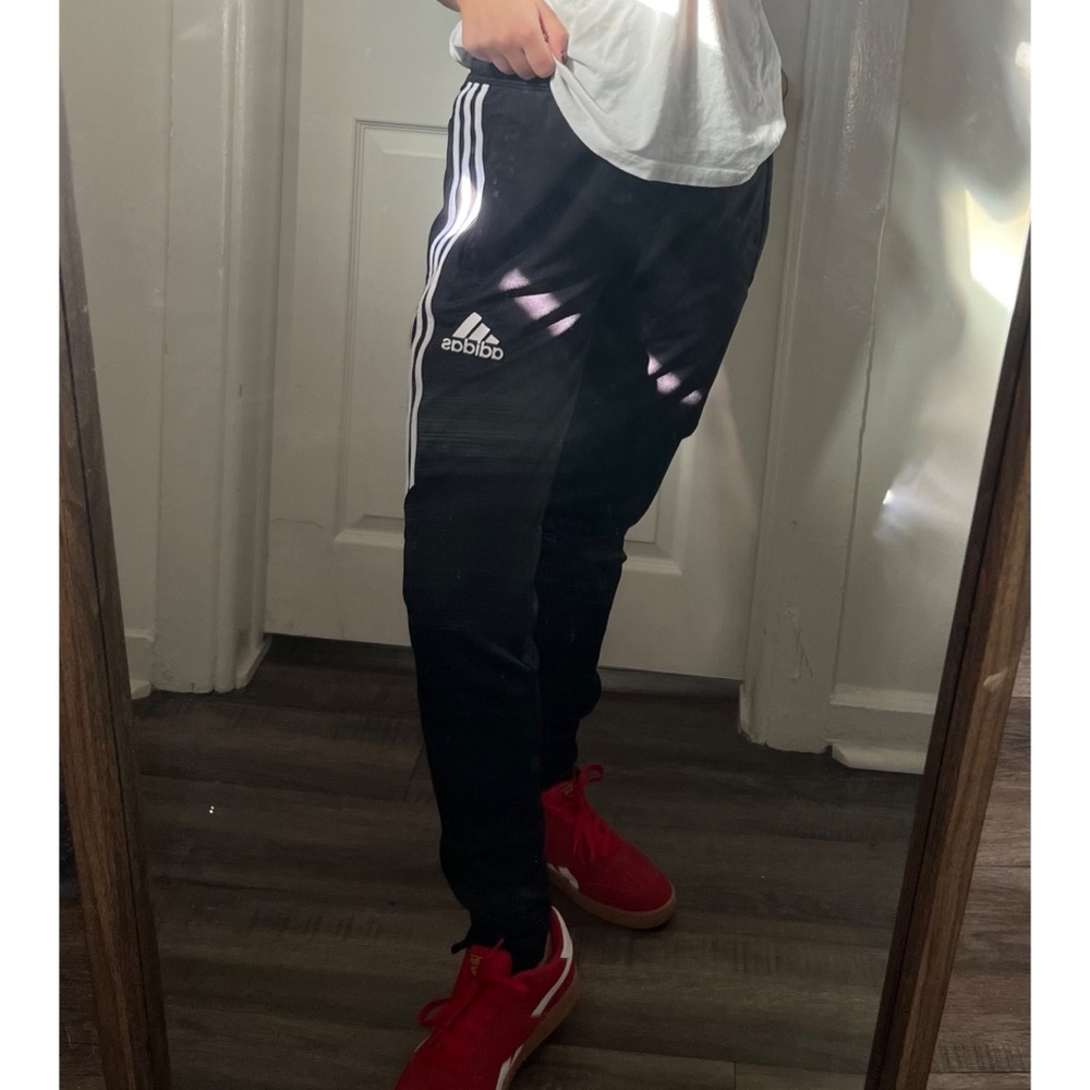 Adidas Black Joggers with White Stripes - Picture 3 of 6